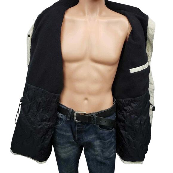 Eddie Bauer Parka Jacket Coat XL Full Zip Fleece Quilted Lined Insulated Stone - Picture 9 of 12